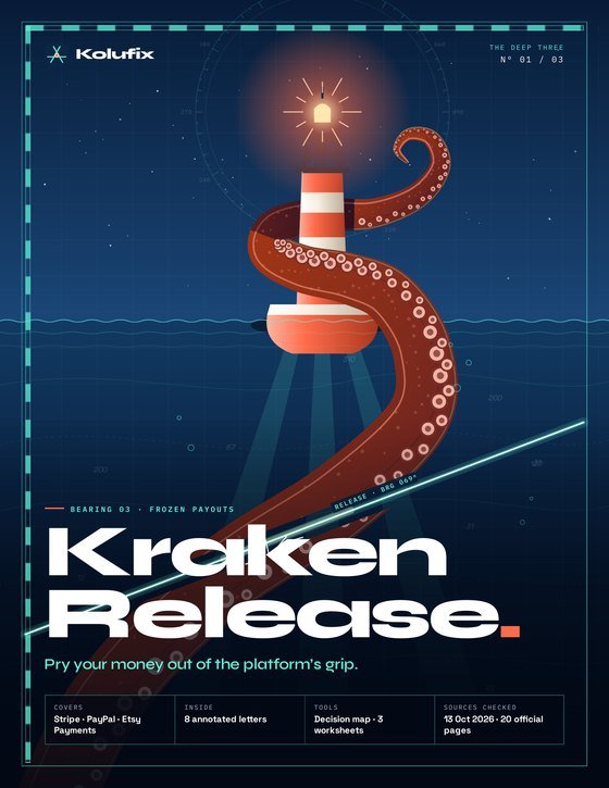 Cover of Kraken Release: a giant tentacle wrapped around a coral buoy, cut by a bright bearing line